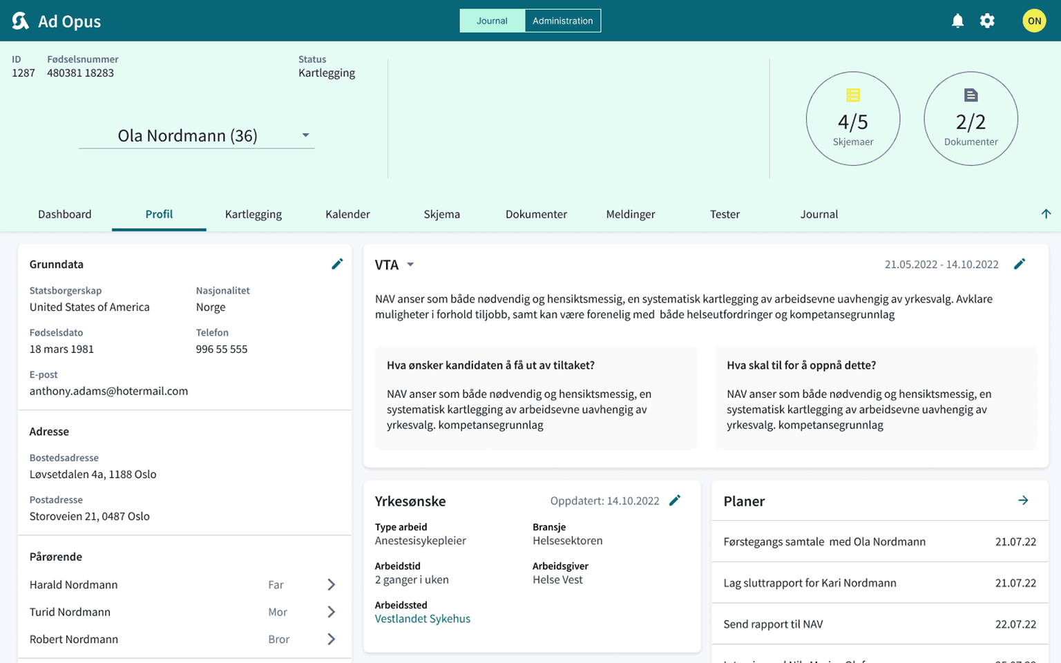 Ad Opus dashboard showing a candidate list alongside a messages panel.